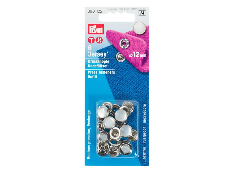 Prym 390122 Nähfrei Druckknöpfe mit Perlenkappe 12mm Nachfüllpackung - 6 Stück