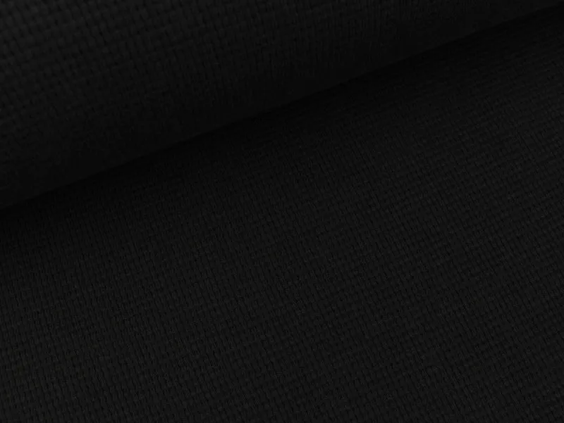 Gestrickter Baumwoll Waffeljersey schwarz uni