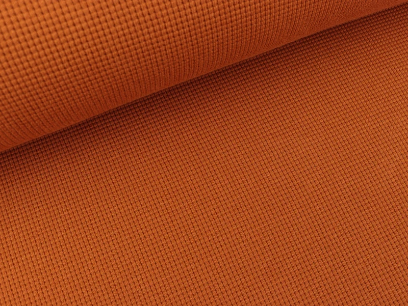 Gestrickter Baumwoll Waffeljersey ziegel uni