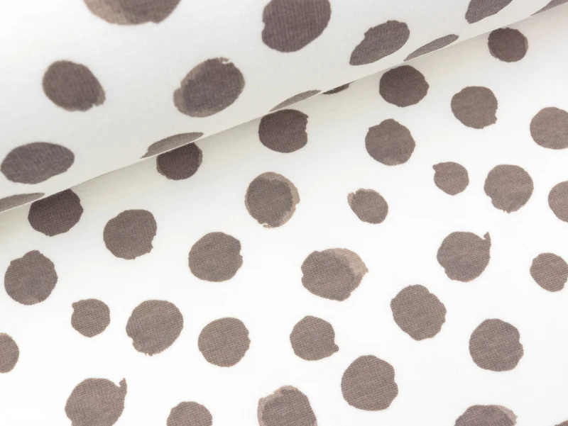 Happy Fleece Big Dots dunkles taupe auf Offwhite
