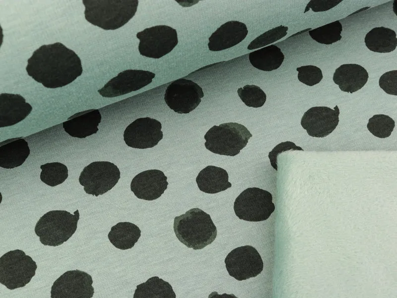 Happy Fleece Big Dots dunkelgrün auf Dusty mint