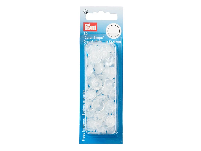 Prym 393199 Nähfrei Druckknöpfe Color Snaps rund 12,4 mm transparent glänzend - 30 Stück
