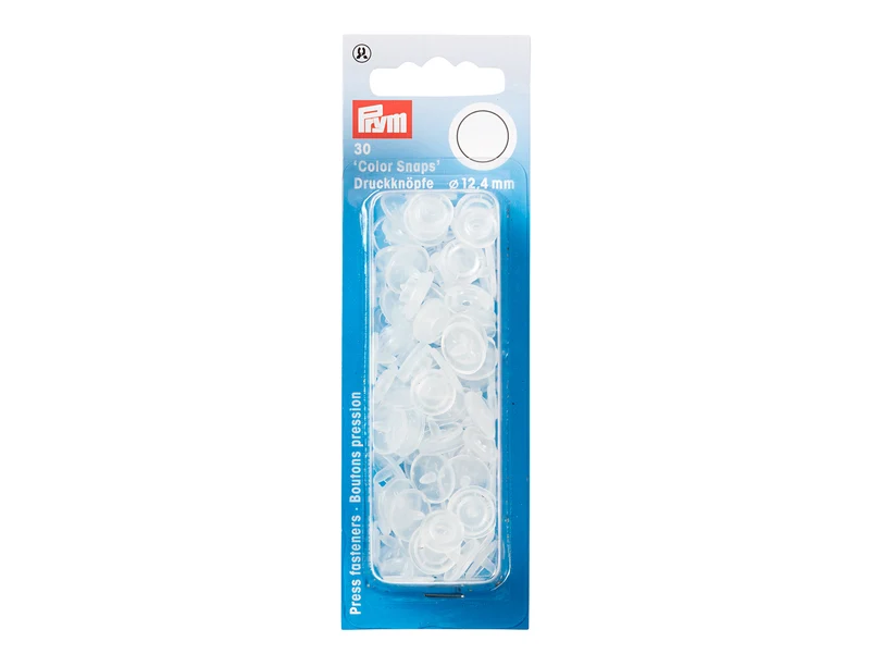 Prym 393198 Nähfrei Druckknöpfe Color Snaps rund 12,4 mm transparent matt - 30 Stück