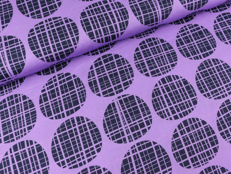 Hamburger Liebe New Cotton Satin Webware Pretty & Pure Circles glicine-blue navy