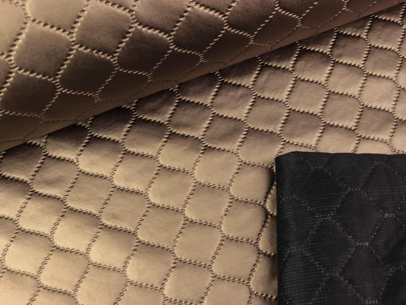 Steppstoff Deliza Quilt Lederoptik Rautenmuster bronze uni wattiert