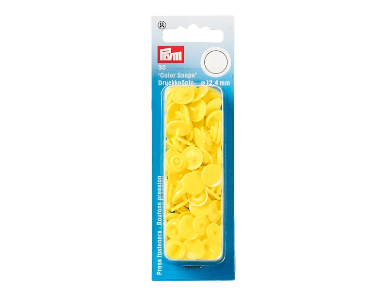 Prym 393107 Nähfrei Druckknöpfe Color Snaps rund 12,4 mm hellgelb - 30 Stück
