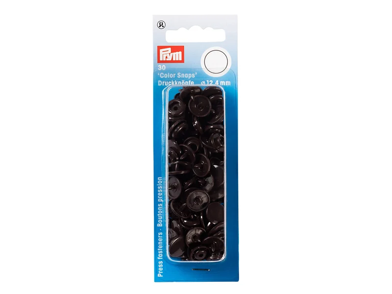 Prym 393106 Nähfrei Druckknöpfe Color Snaps rund 12,4 mm dunkelbraun - 30 Stück