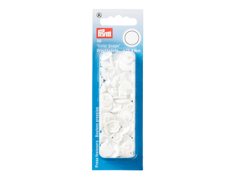 Prym 393103 Nähfrei Druckknöpfe Color Snaps rund 12,4 mm weiß - 30 Stück