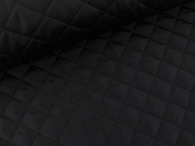 Steppstoff Dahli Quilt Rautenmuster schwarz uni wattiert