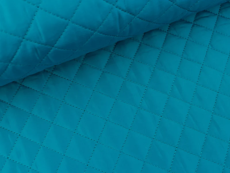 Steppstoff Dahli Quilt Rautenmuster petrol uni wattiert