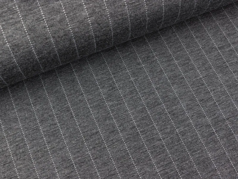 Punta di Roma Nylon Jersey Large Pin Stripes grey meliert-weiß