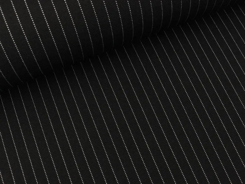 Punta di Roma Nylon Jersey Medium Pin Stripes schwarz-weiß