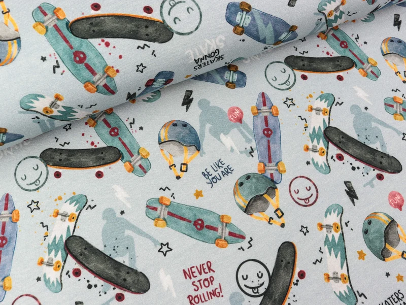 French Terry Skaters bunt auf Light grey