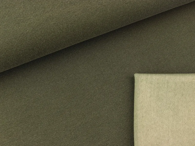 French Terry Vintage Look forest green-helles oliv