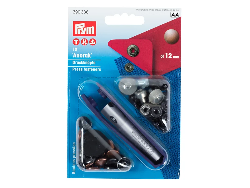 Prym 390336 Nähfrei Druckknöpfe Anorak altkupfer 12mm - 10 Stück