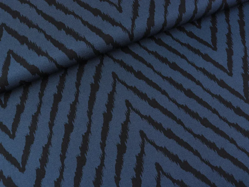 Viskose Webware Amalia Chevronmuster jeansblau-schwarz