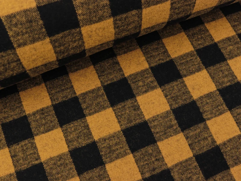 Heavy Knit Karomuster ocker-schwarz
