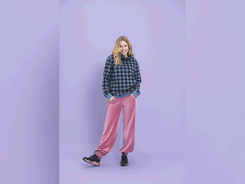 Heavy Knit Karomuster indigoblau-schwarz
