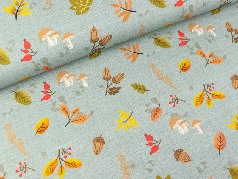 Baumwolljersey Igel Iggi Herbstgeflüster auf Nebelblau by Christiane Zielinski