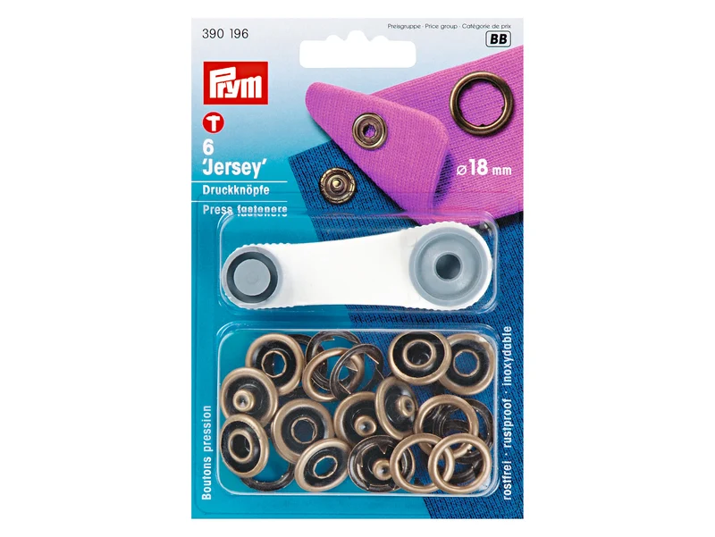 Prym 390196 Nähfrei Druckknöpfe Zackenring altmessing 18mm - 6 Stück