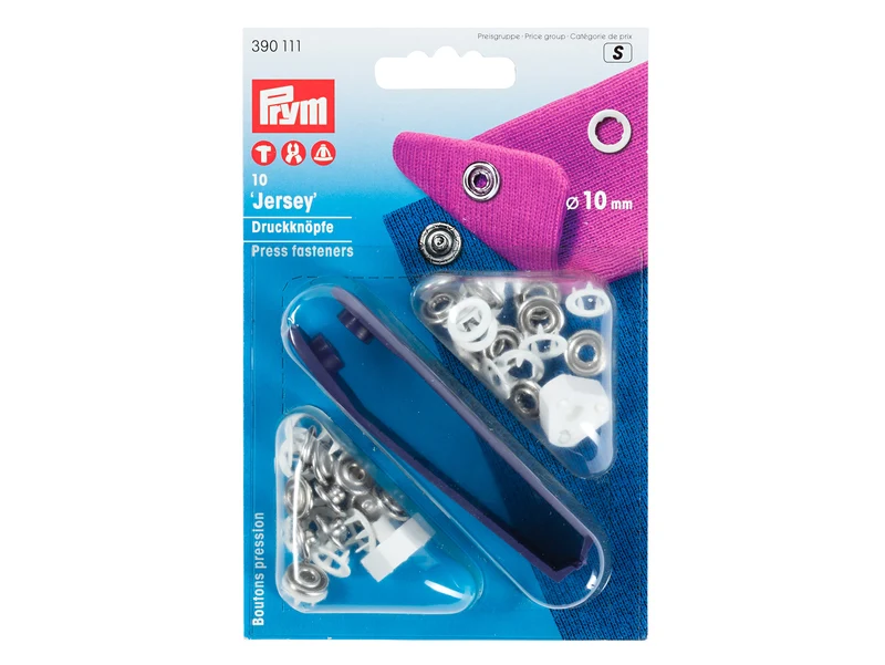 Prym 390111 Nähfrei Druckknöpfe weiß mit Ring 10mm - 10 Stück