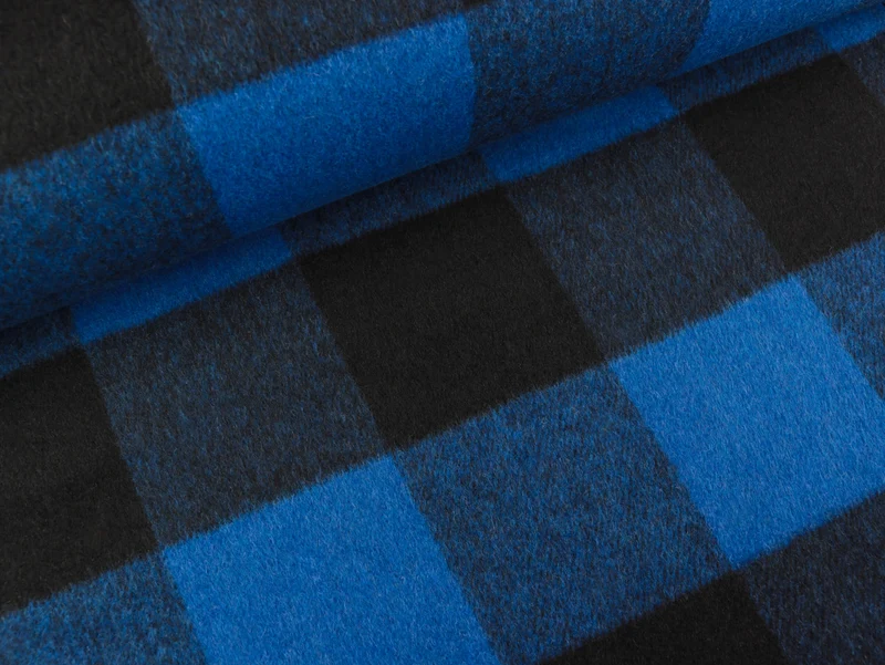 Heavy Knit Großes Karomuster royalblau-schwarz