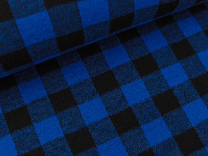 Heavy Knit Karomuster royalblau-schwarz