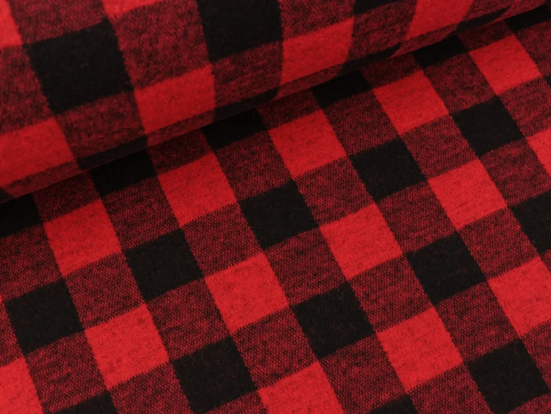Heavy Knit Karomuster rot-schwarz