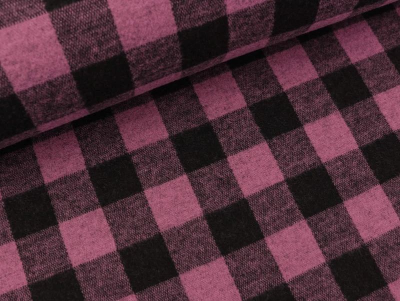 Heavy Knit Karomuster lila-schwarz