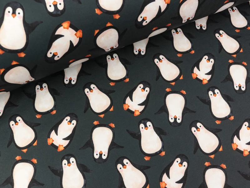 Softshell Fiete Pinguine bunt auf Anthrazit
