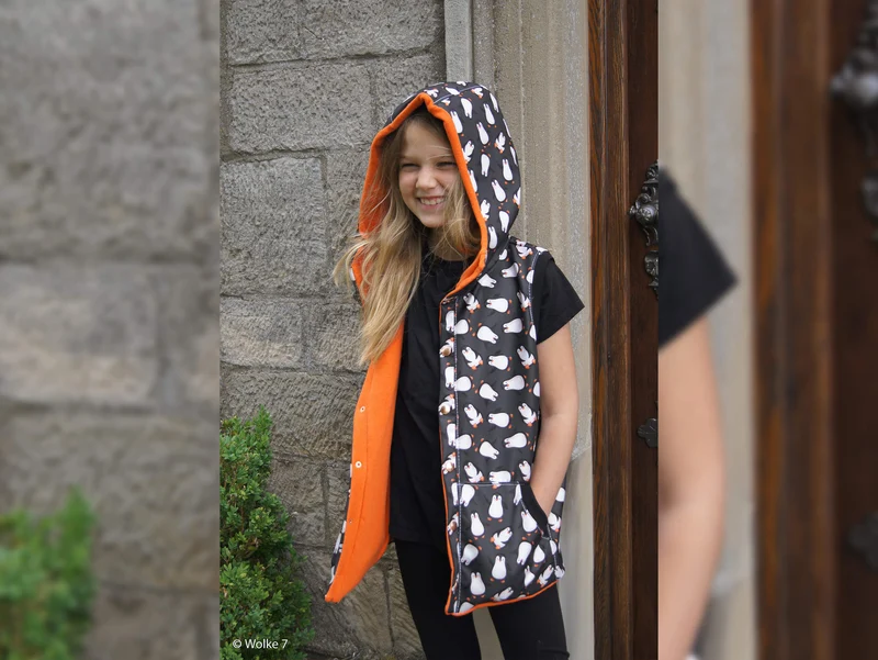 Softshell Fiete Pinguine bunt auf Anthrazit