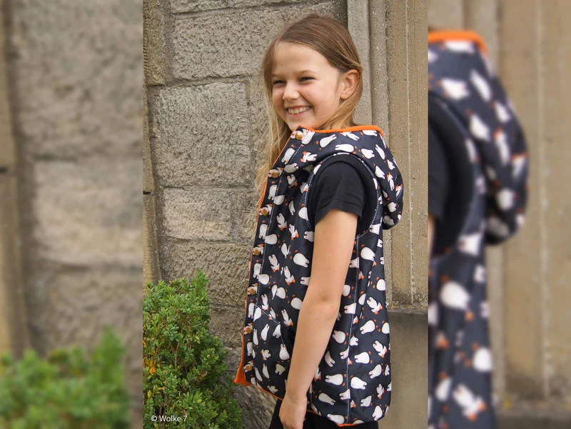 Softshell Fiete Pinguine bunt auf Anthrazit