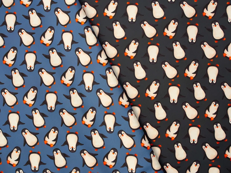 Softshell Fiete Pinguine bunt auf Anthrazit
