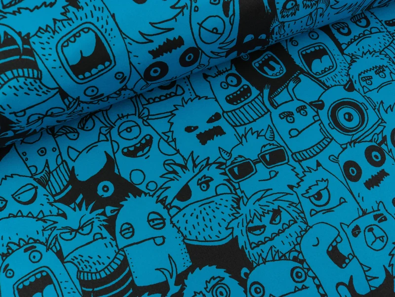 NANO Softshell Little Monsters schwarz auf Electric blue by Thorsten Berger
