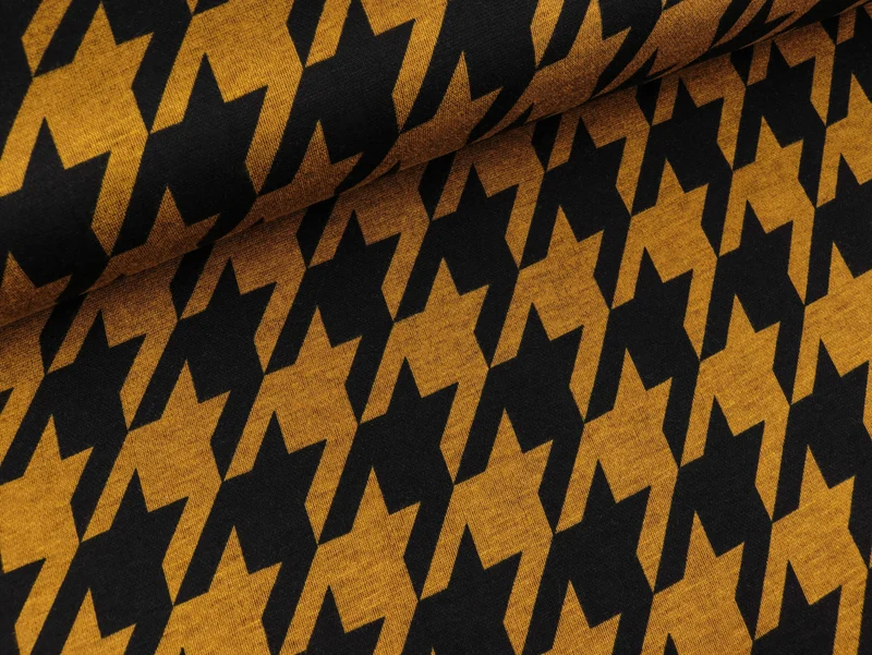 Jersey Pied-de-Poule Hahnentritt goldgelb-schwarz