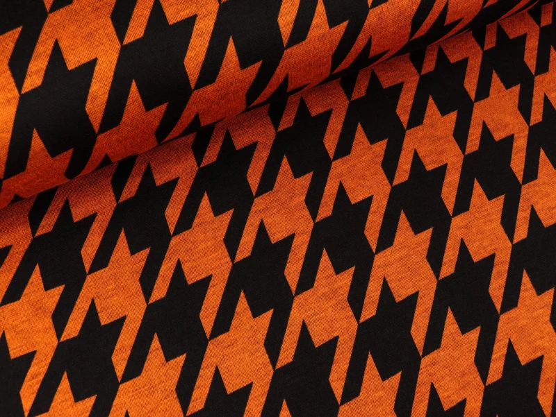 Jersey Pied-de-Poule Hahnentritt terracotta-schwarz