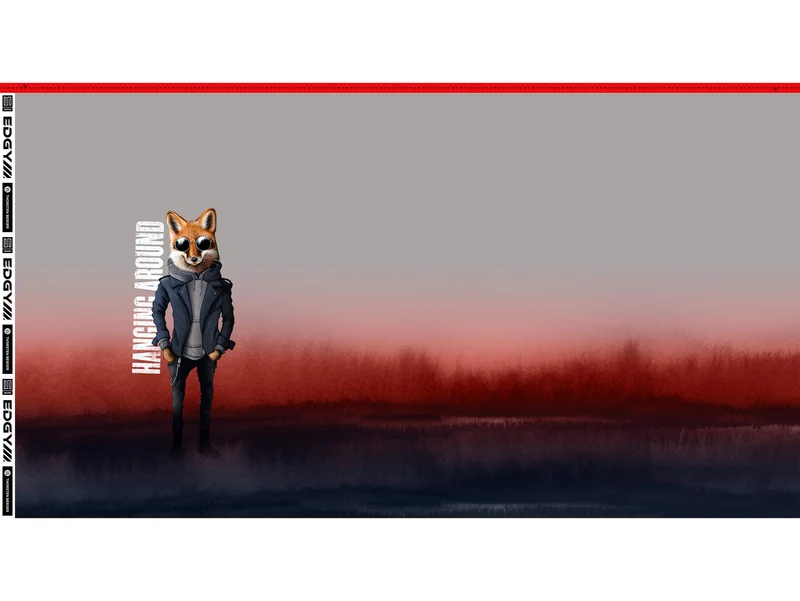 French Terry Sunset Hanging Around Fox hellgrau-rust by Thorsten Berger Panel 89cm