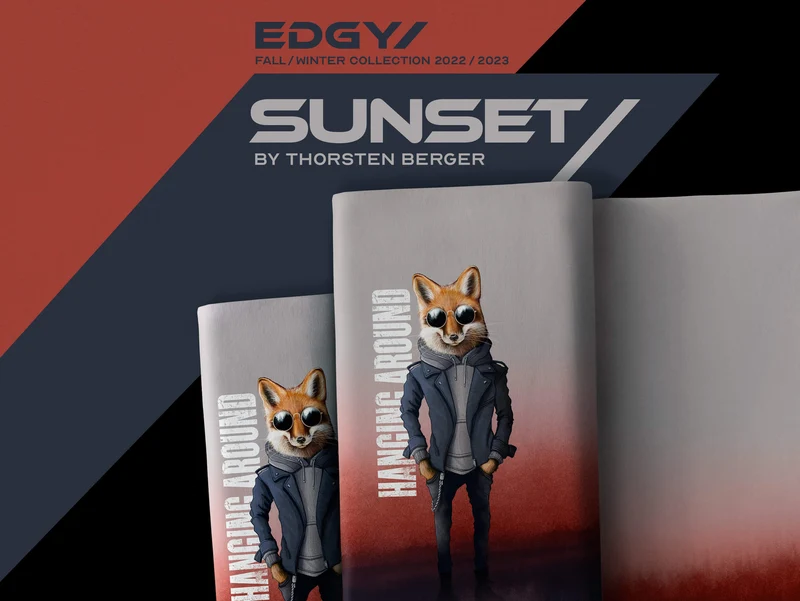 French Terry Sunset Hanging Around Fox hellgrau-rust by Thorsten Berger Panel 89cm