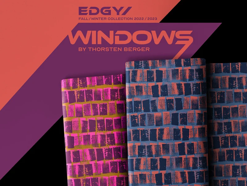 Viskose Webware Windows jeansblau-nachtblau-korallrot by Thorsten Berger