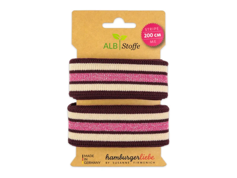 Stripe Me College Sparkle Band bordeaux-meringa-ortensia-silber