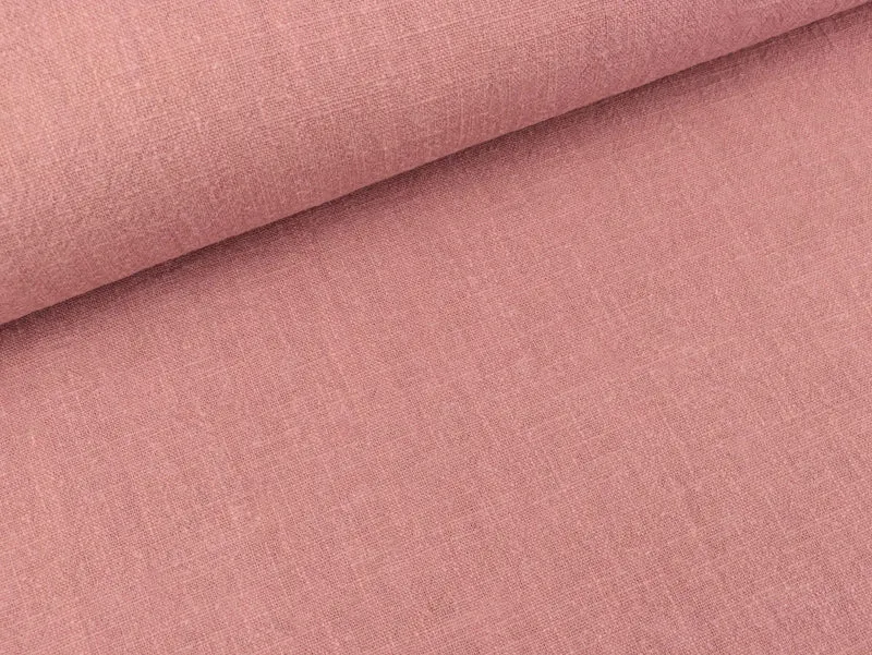 Leinenstoff Stonewashed Linnen dark old pink uni