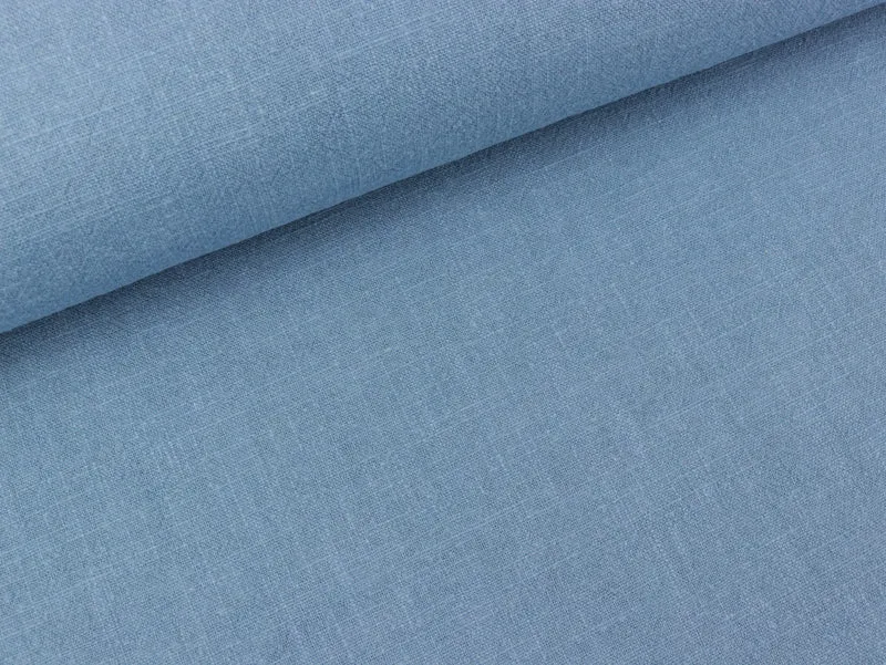 Leinenstoff Stonewashed Linnen light jeans blue uni