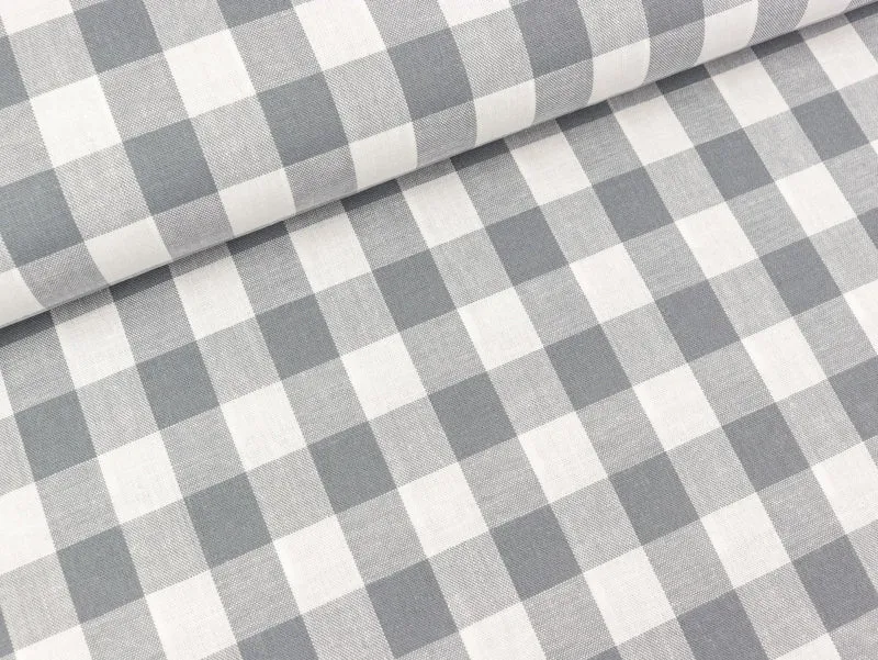 Baumwoll Webware Karo grey-weiß 2cm Karo