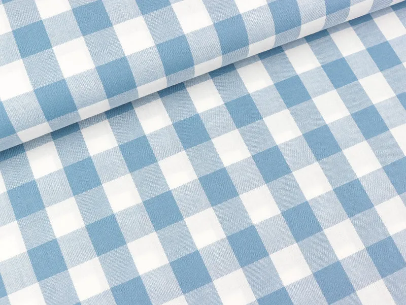 Baumwoll Webware Karo dusty blue-weiß 2cm Karo