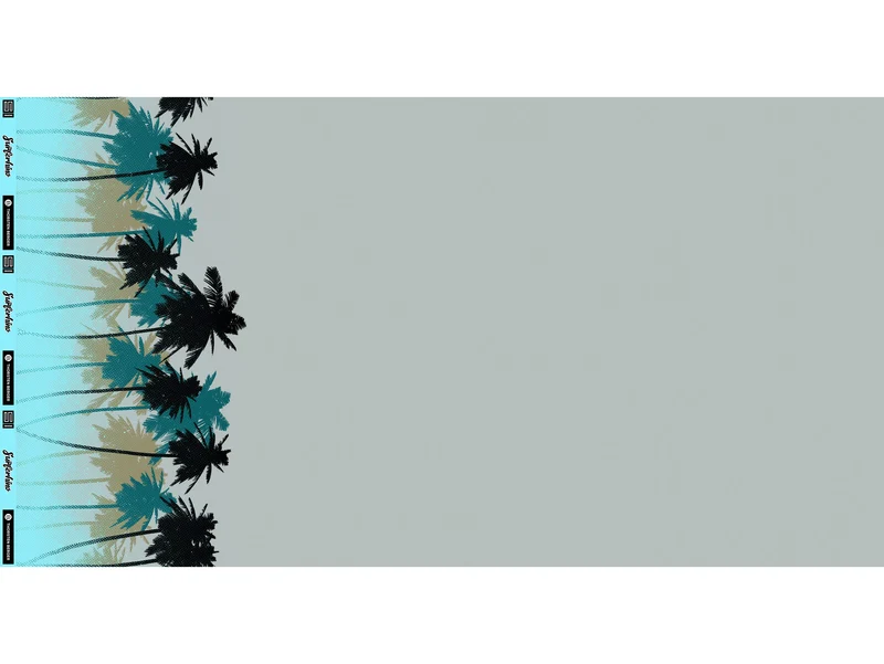 Baumwolljersey Surferhino Palmenbordüre grey-aqua by Thorsten Berger
