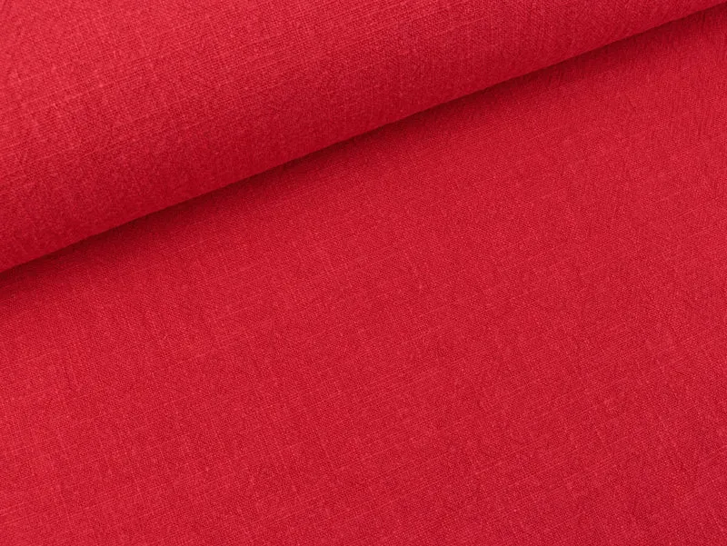 Leinenstoff Stonewashed Linnen red uni