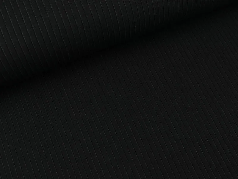 Baumwolljersey Rib Mandy schwarz uni