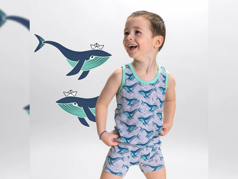 Hamburger Liebe Baumwolljersey Kids Kollektion Sea Side Willy the Whale mittelgrau meliert