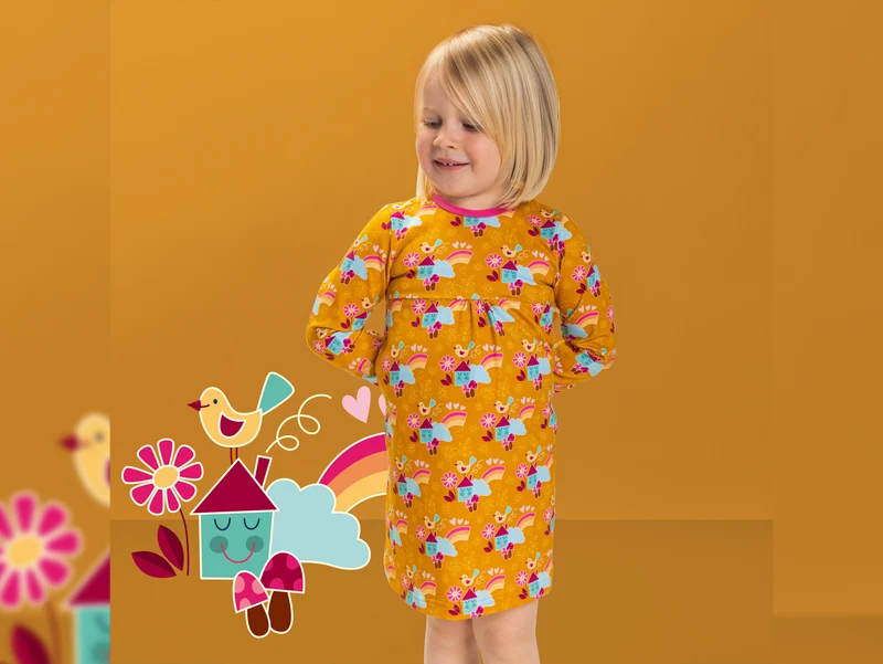 Hamburger Liebe Baumwolljersey Kids Kollektion Sally and Friends Sallys House bunt auf Curry