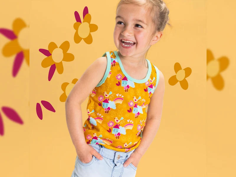 Hamburger Liebe Baumwoll Feinripp Kids Kollektion Sally and Friends Sallys House curry-bunt